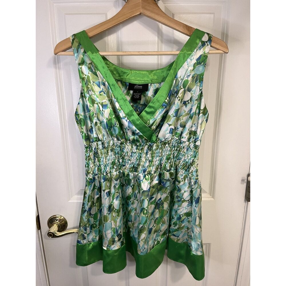 Allison Morgan Geometric Satin Top Size Small